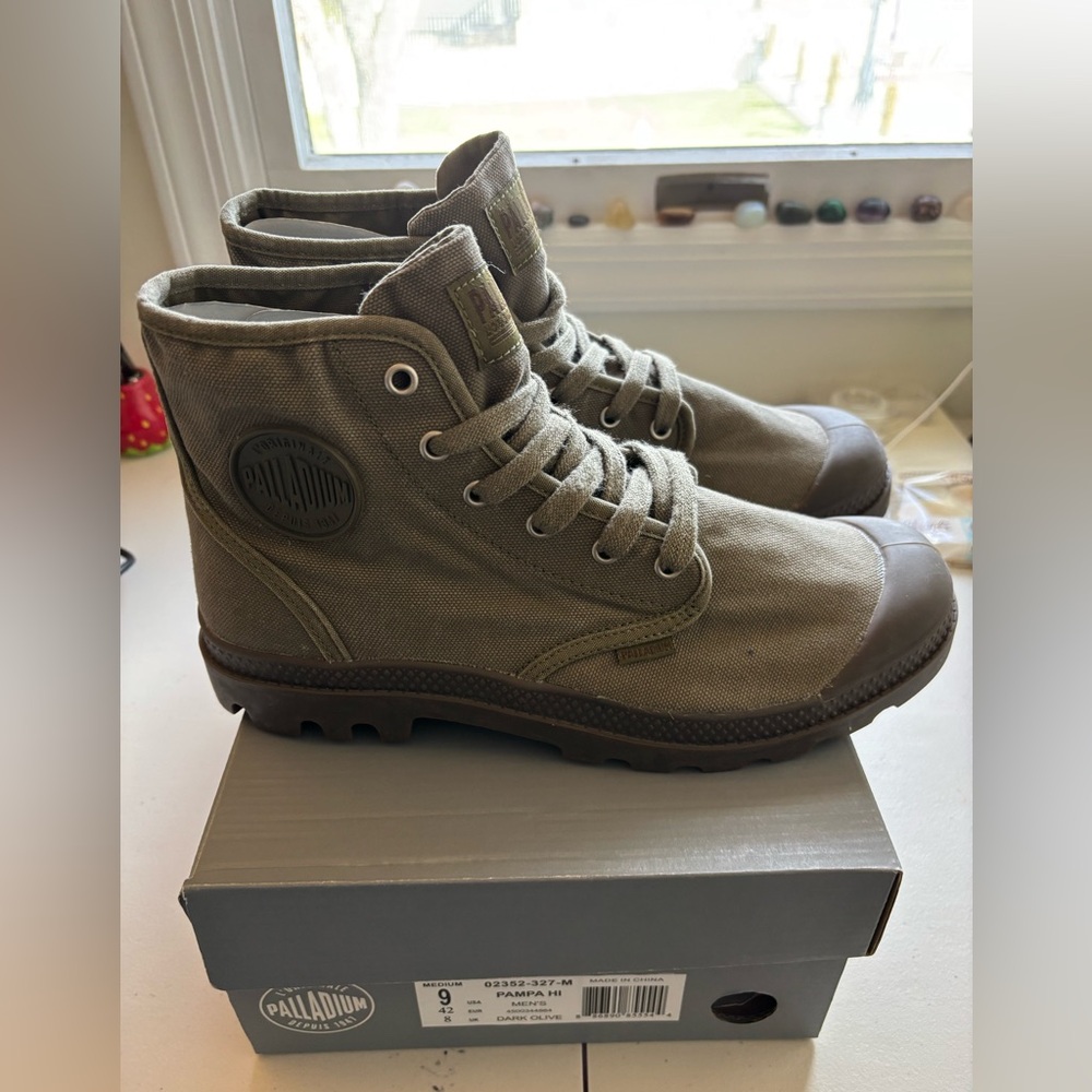 Palladium Men’s Olive Green Canvas High-Top Boots